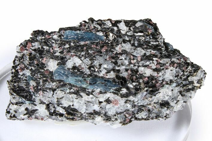 Fluorescent Kyanite & Garnet in Biotite-Quartz Schist - Russia #380657
